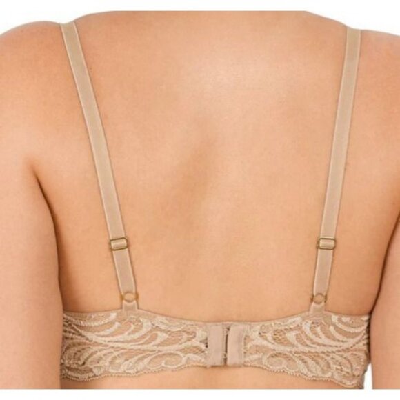 Natori‎ Feathers Bra 32G Nude Contour Plunge Lace Underwire Plunge Back Closure - Picture 4 of 7